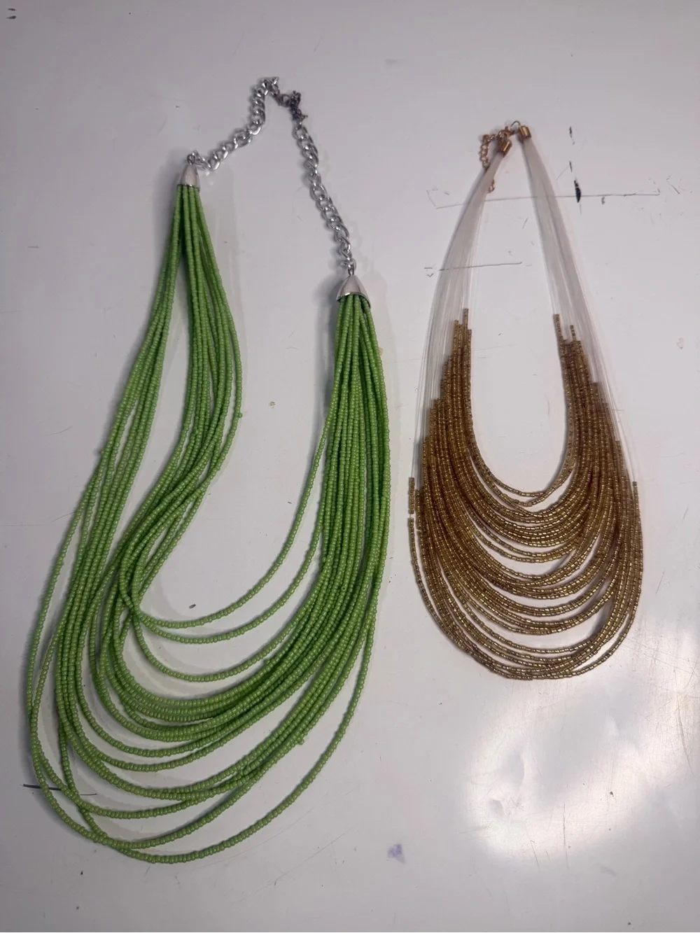 paparazzi Green and Gold Multi-Strand Beaded Necklaces